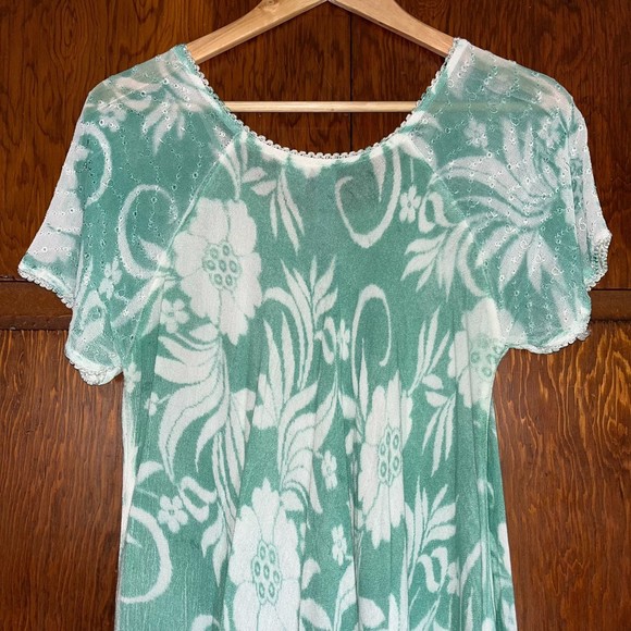 Island Beach Vintage Floral Maxi Asymmetrical Slip Dress Cover-Up Women's S/M - Picture 7 of 11